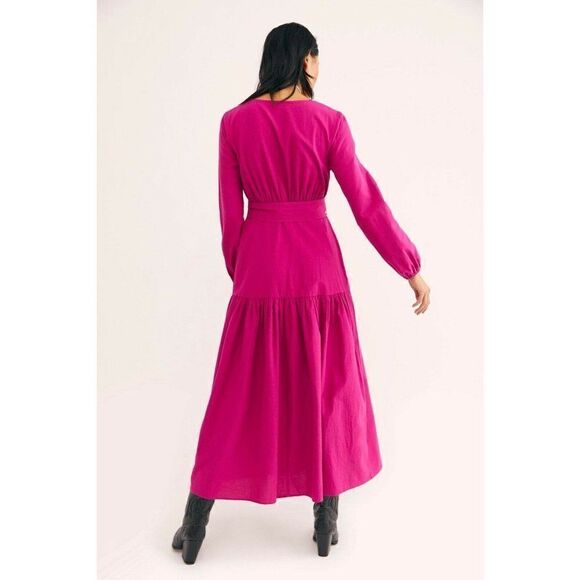 NEW FREE PEOPLE KENDRA BELTED BUTTON FRONT DRESS - Picture 2 of 3